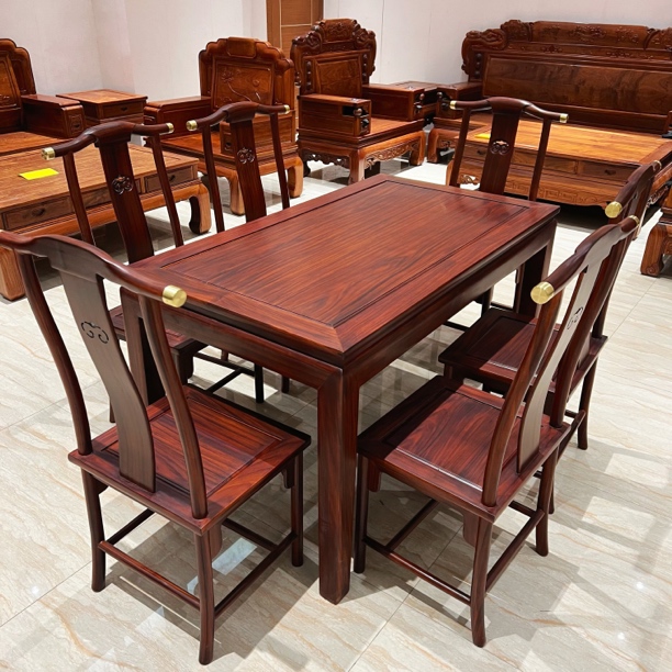 南美酸枝家用素面长方桌马蹄餐桌