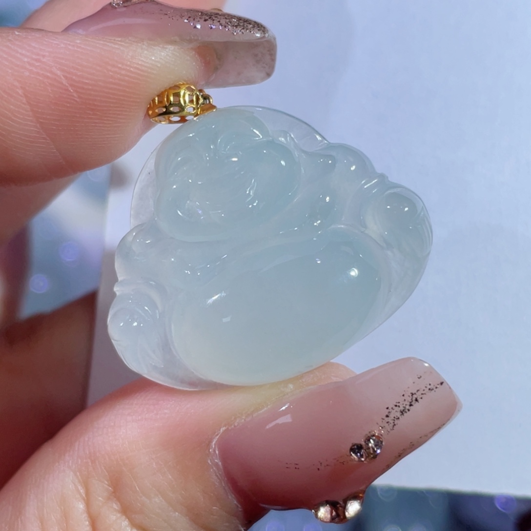翡翠颈饰18K金镶嵌佛公