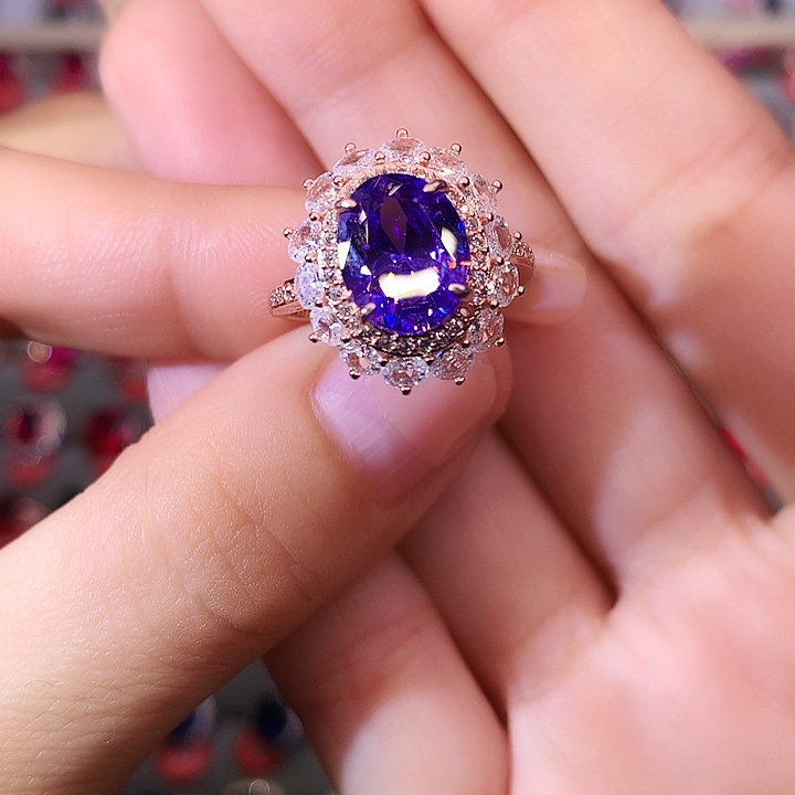 紫晶戒指银S925镶嵌戒指