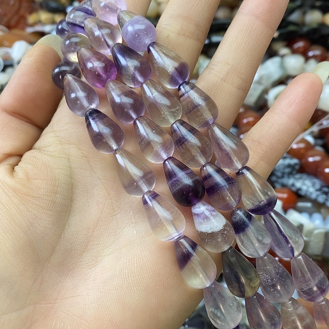 玛瑙/玉髓未镶嵌珠宝半成品萤石水滴一条