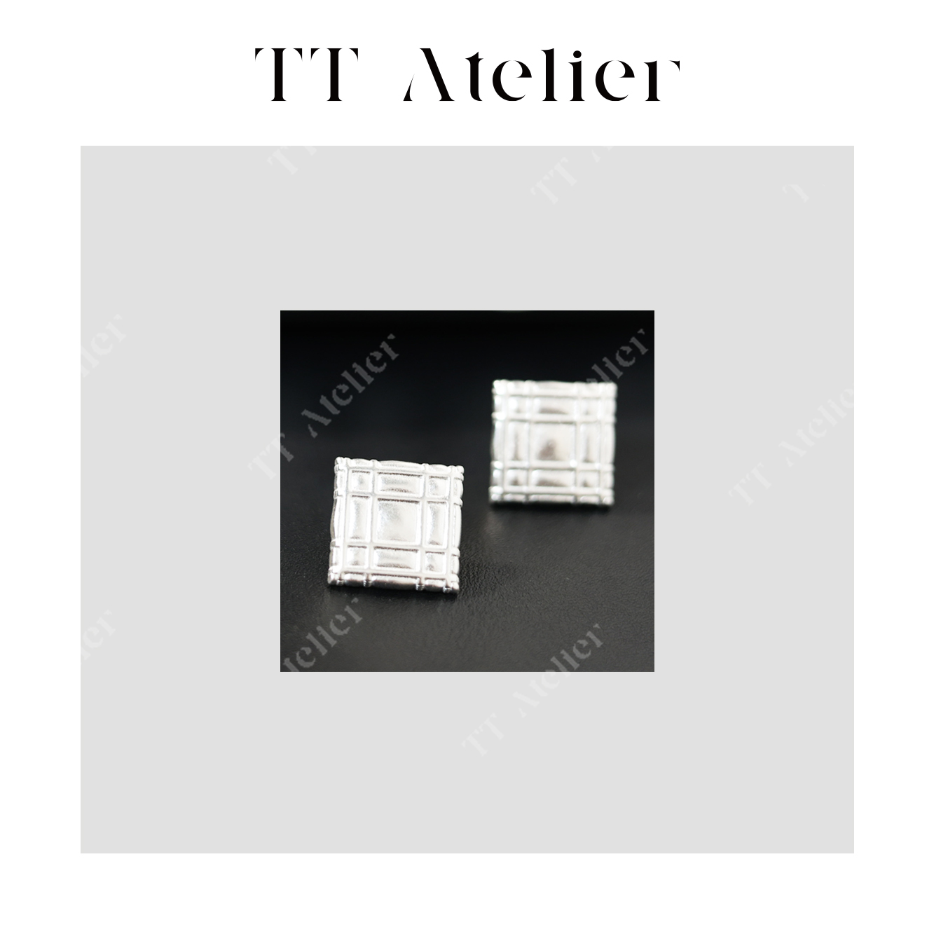 925银耳饰 TT设计师【星辉】小众设计感方型纯银耳钉TT259827