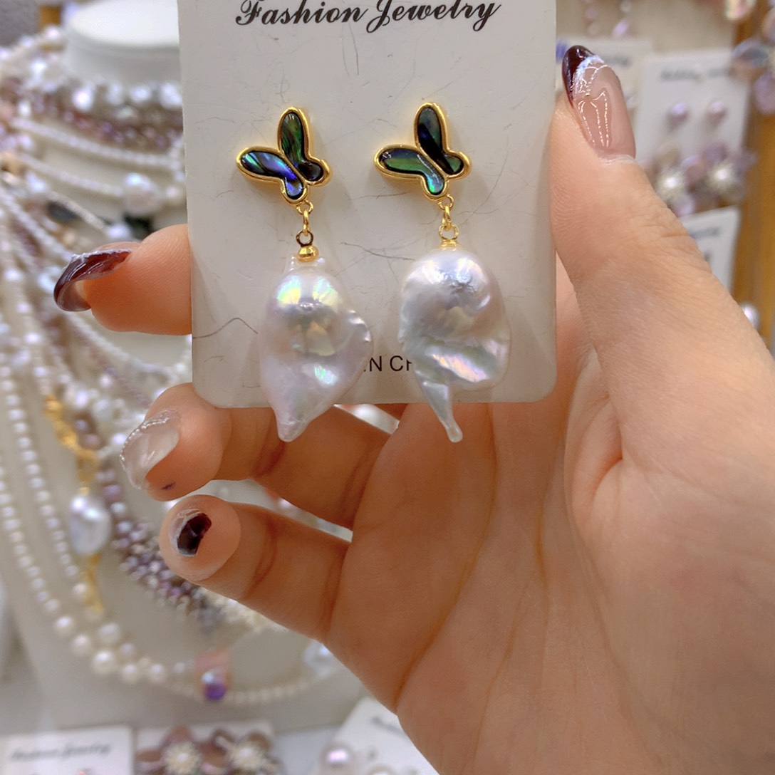 淡水珍珠耳饰银S925镶嵌