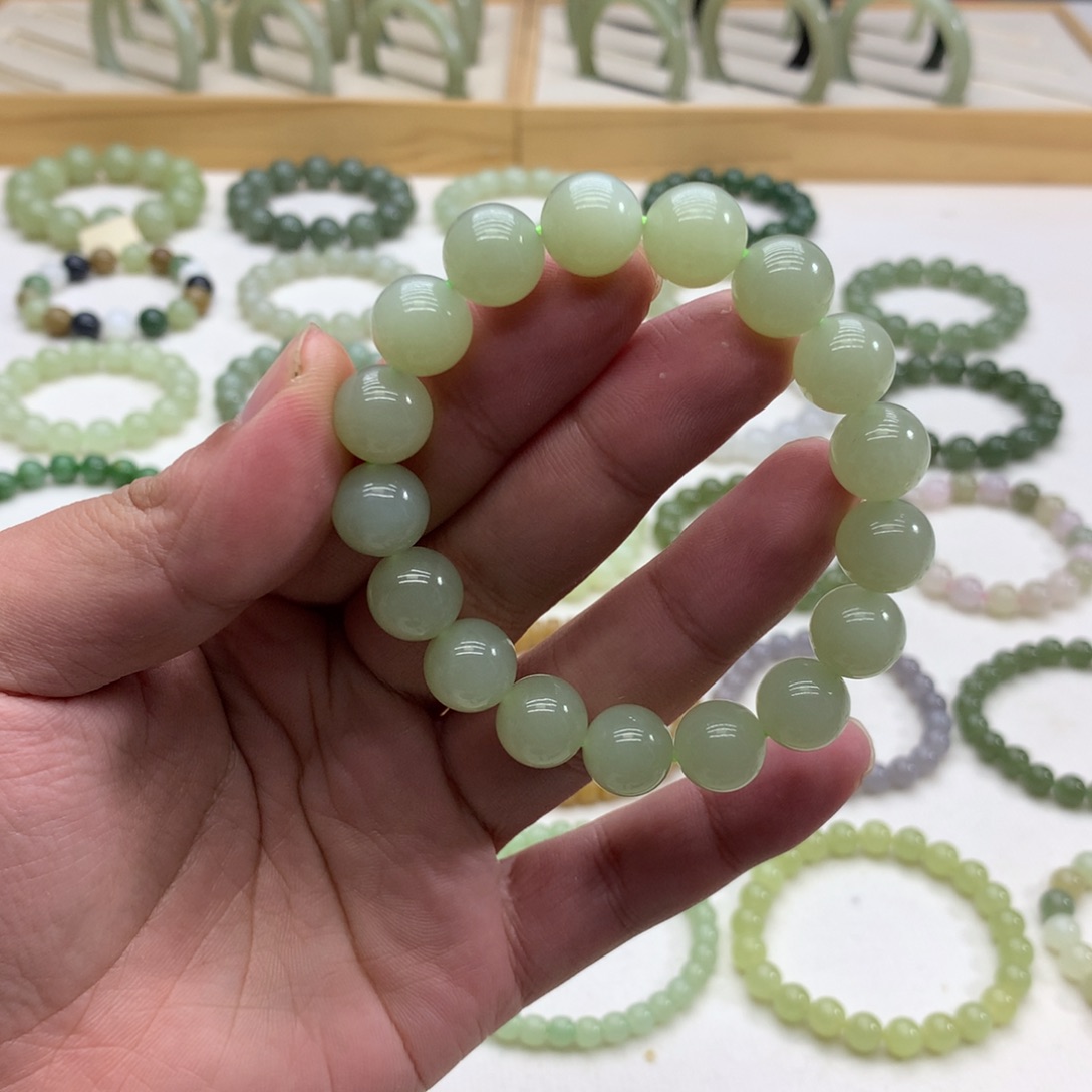 和田玉手串（糯冰晴水11.8）未镶嵌