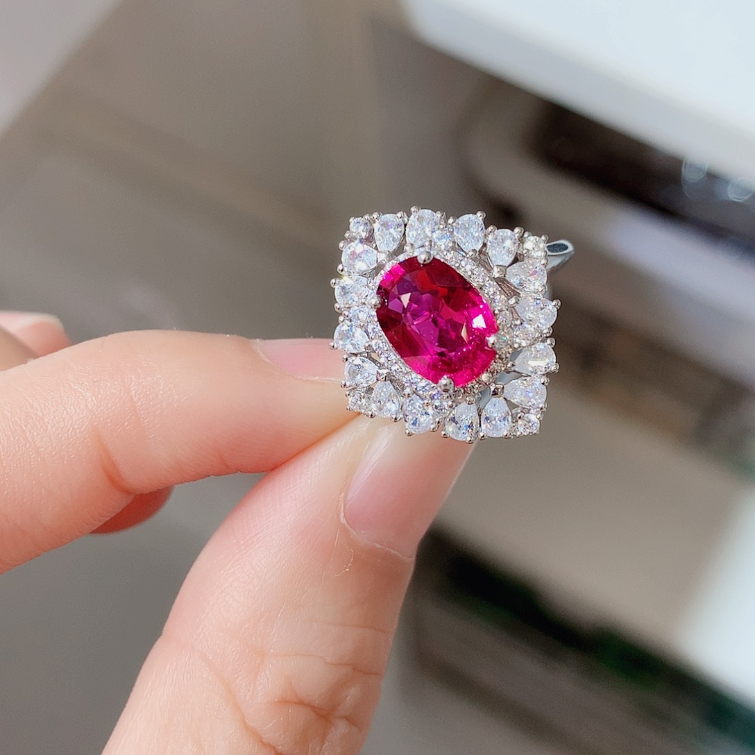 银S925镶嵌戒指碧玺