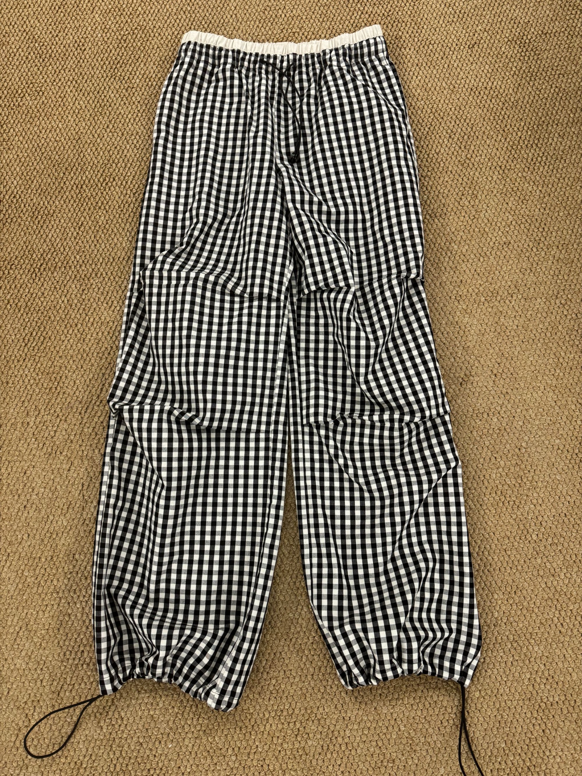 091#夏季新款韩版时尚百搭显瘦格子休闲裤女宽松直筒阔腿长裤子潮