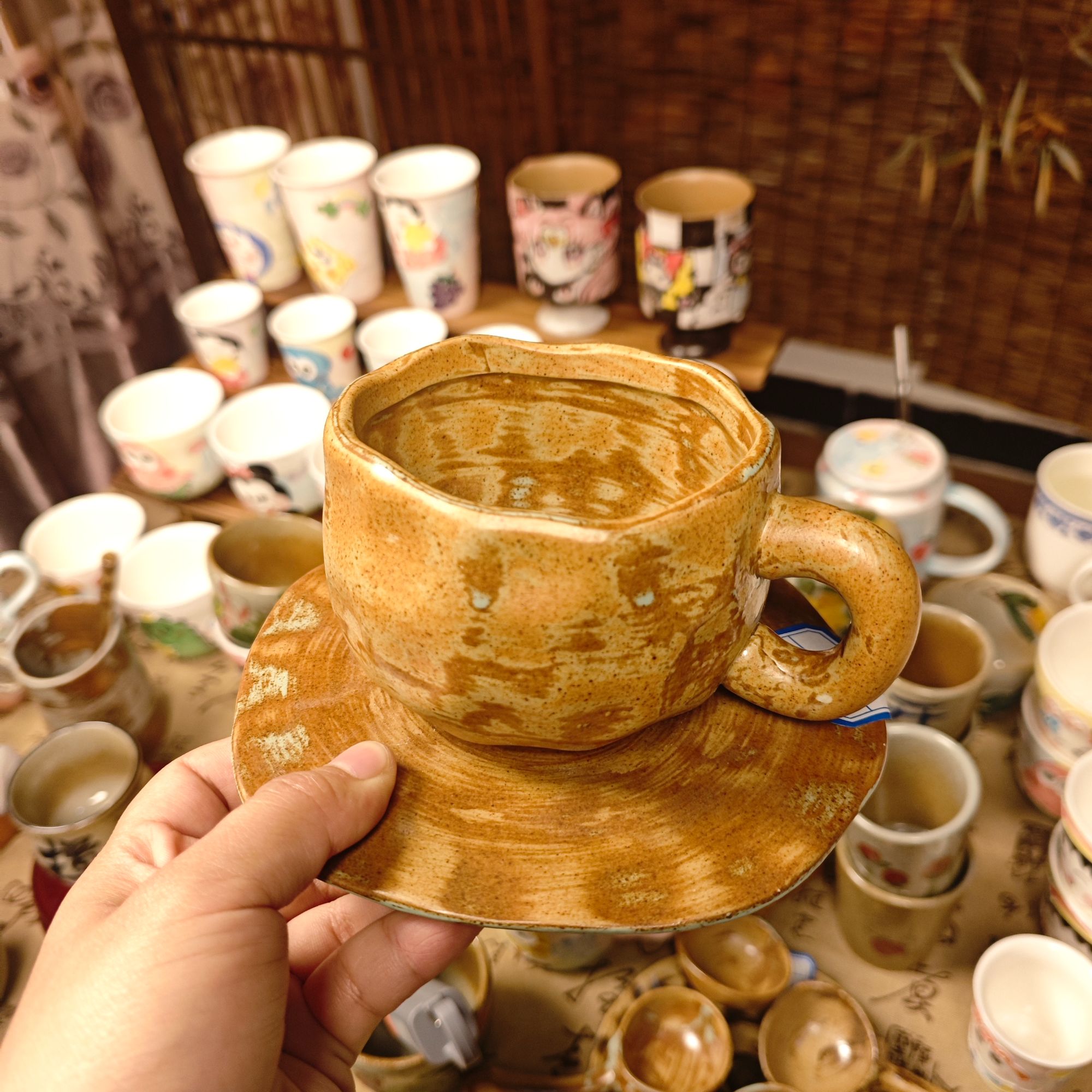 景德镇陶瓷水杯手工可爱茶杯复古家用创意粗陶手捏