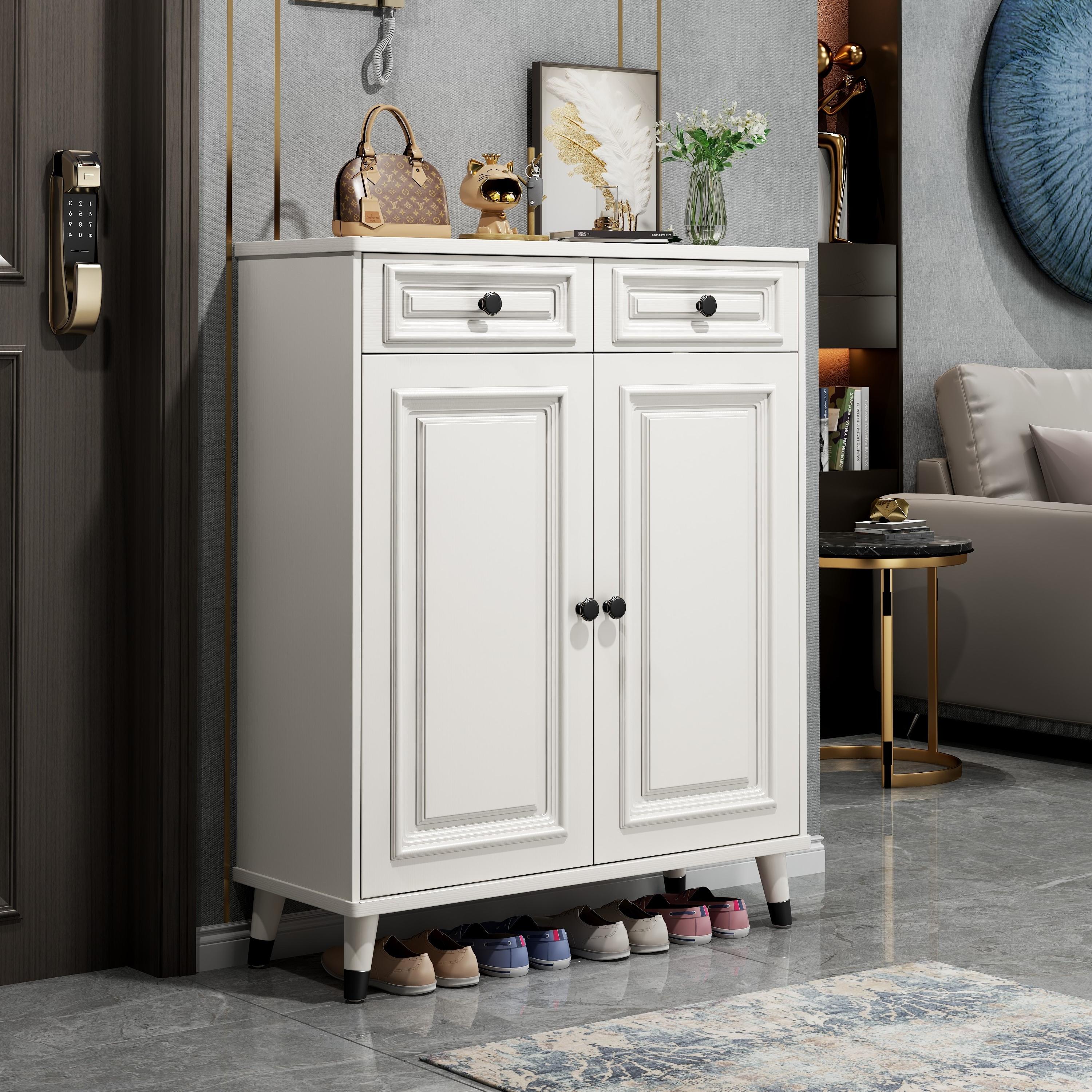 美式鞋柜家用门口室内入户门收纳储物玄关柜一体靠墙实木腿大容量