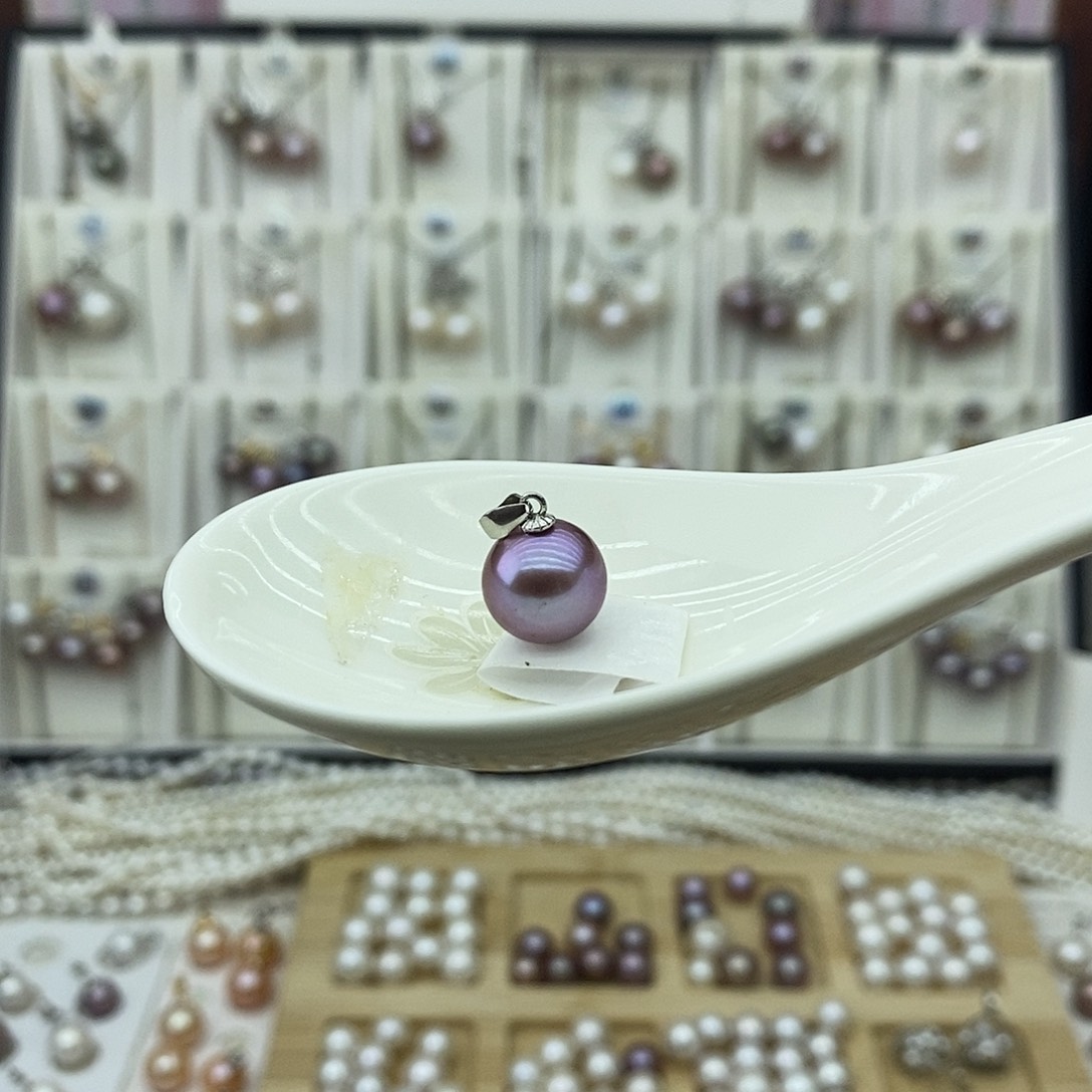 淡水珍珠吊坠(不含链)银S925镶嵌