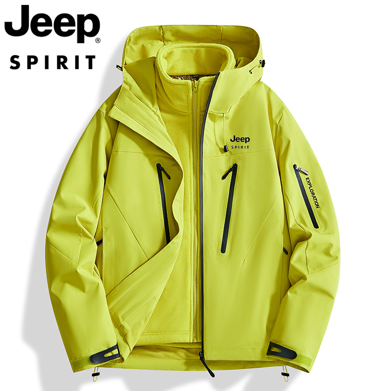 JEEPSPIRIT冲锋衣男女2025新款秋冬季防风保暖户外装备防水外套