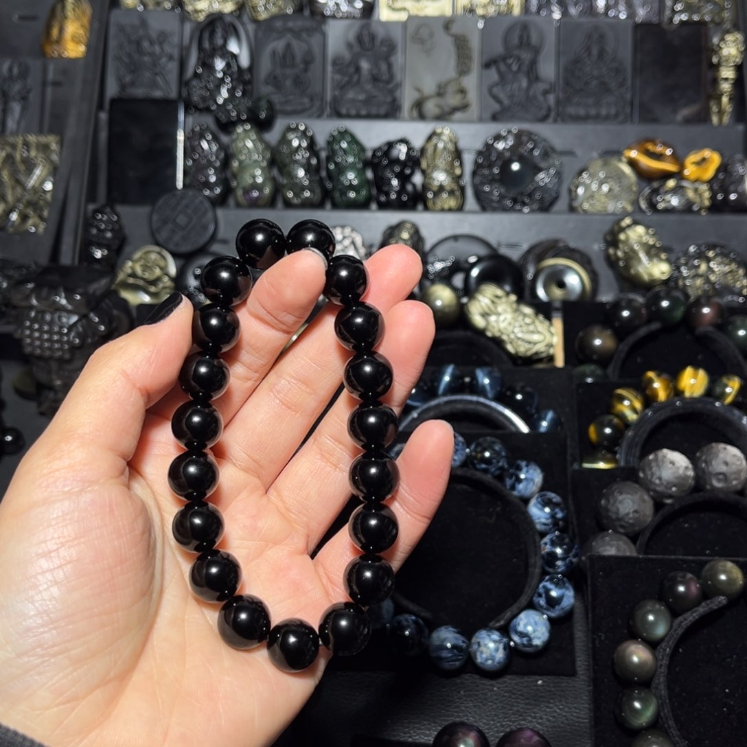 多***少黑曜岩未镶嵌手链