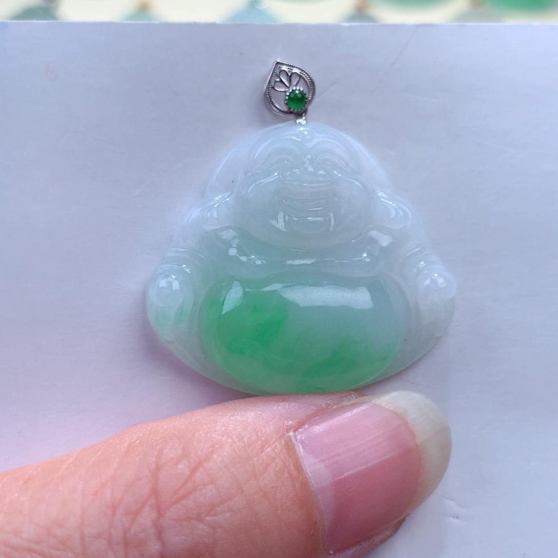 翡翠吊坠(不含链)18K金镶嵌