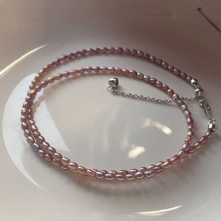 项链淡水珍珠银S925镶嵌