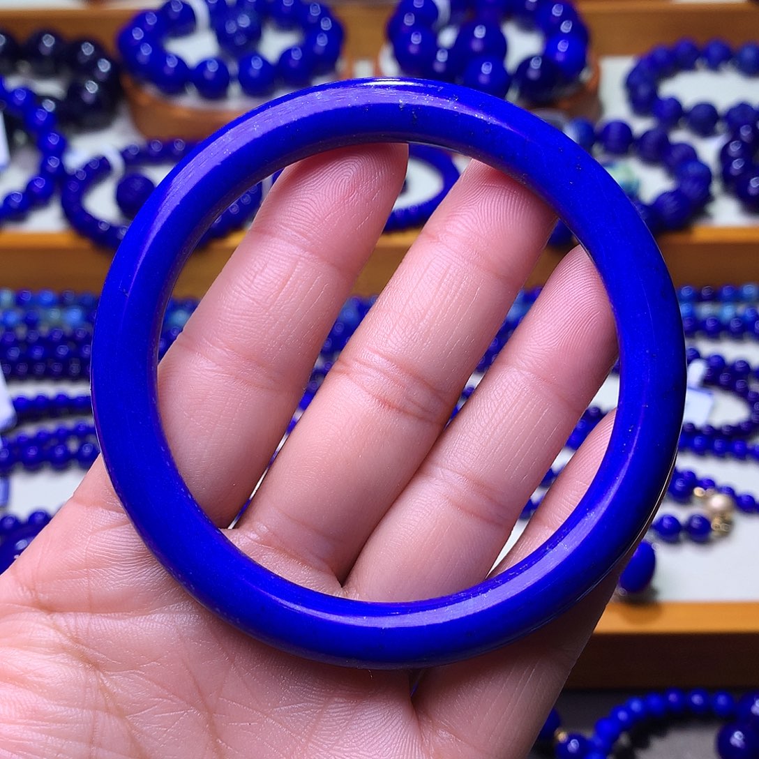 青金石未镶嵌手镯59圈天花板克莱因艳蓝圆条