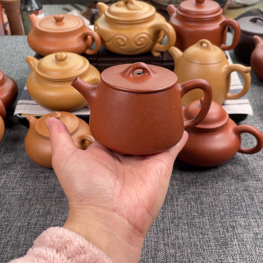 紫砂茶壶红降坡高石瓢全手40目190