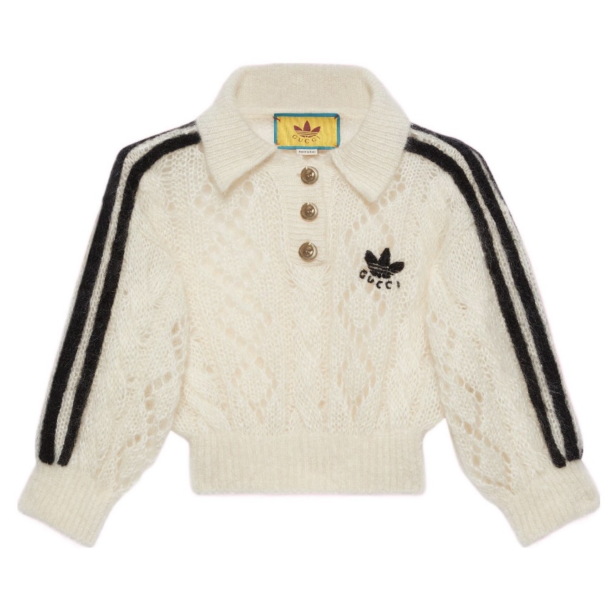 全新未使用 GUCCI/古驰 古驰 x adidas联名款马海毛针织毛衣POLO