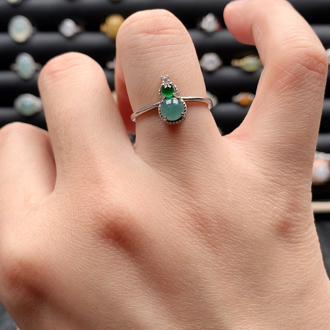 翡翠戒指银S925镶嵌0039