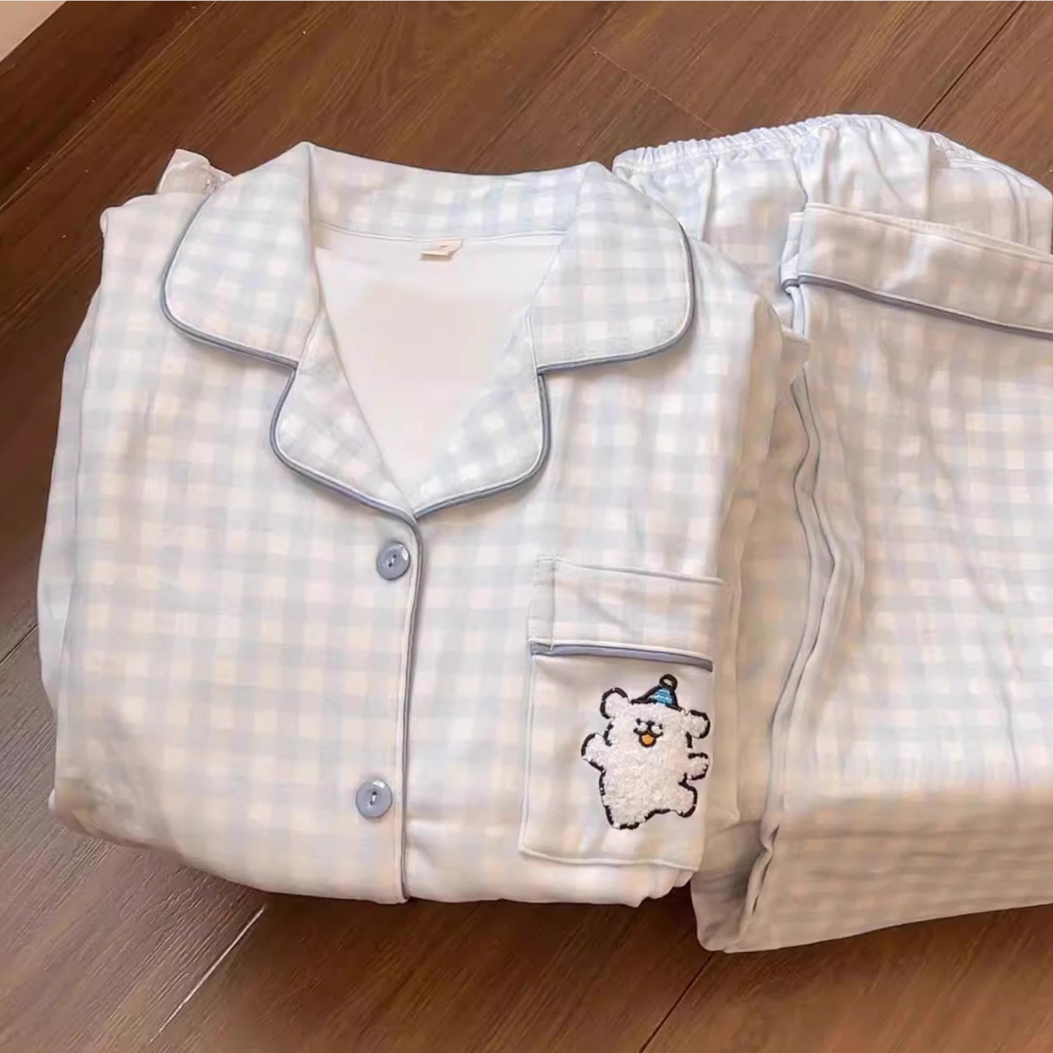 蓝格小狗德绒加绒加厚睡衣秋冬季女款爆款2025新款宽松家居服套装