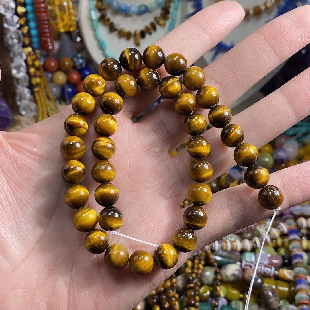 石英质玉未镶嵌，A品黄虎眼10mm，