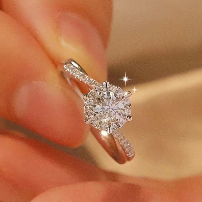 925银莫桑石戒指 925银莫桑石 星织女戒0.5——1克拉