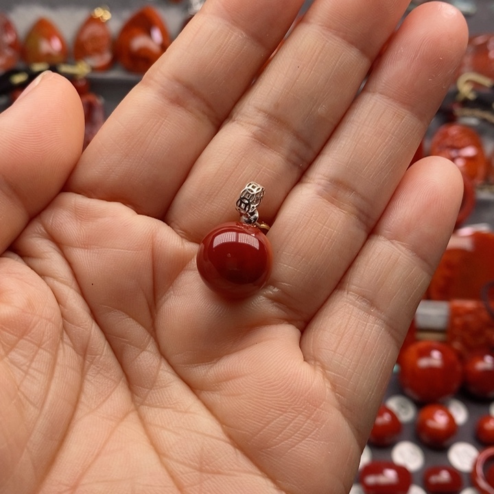 南红玛瑙银S925镶嵌吊坠(不含链)快**大