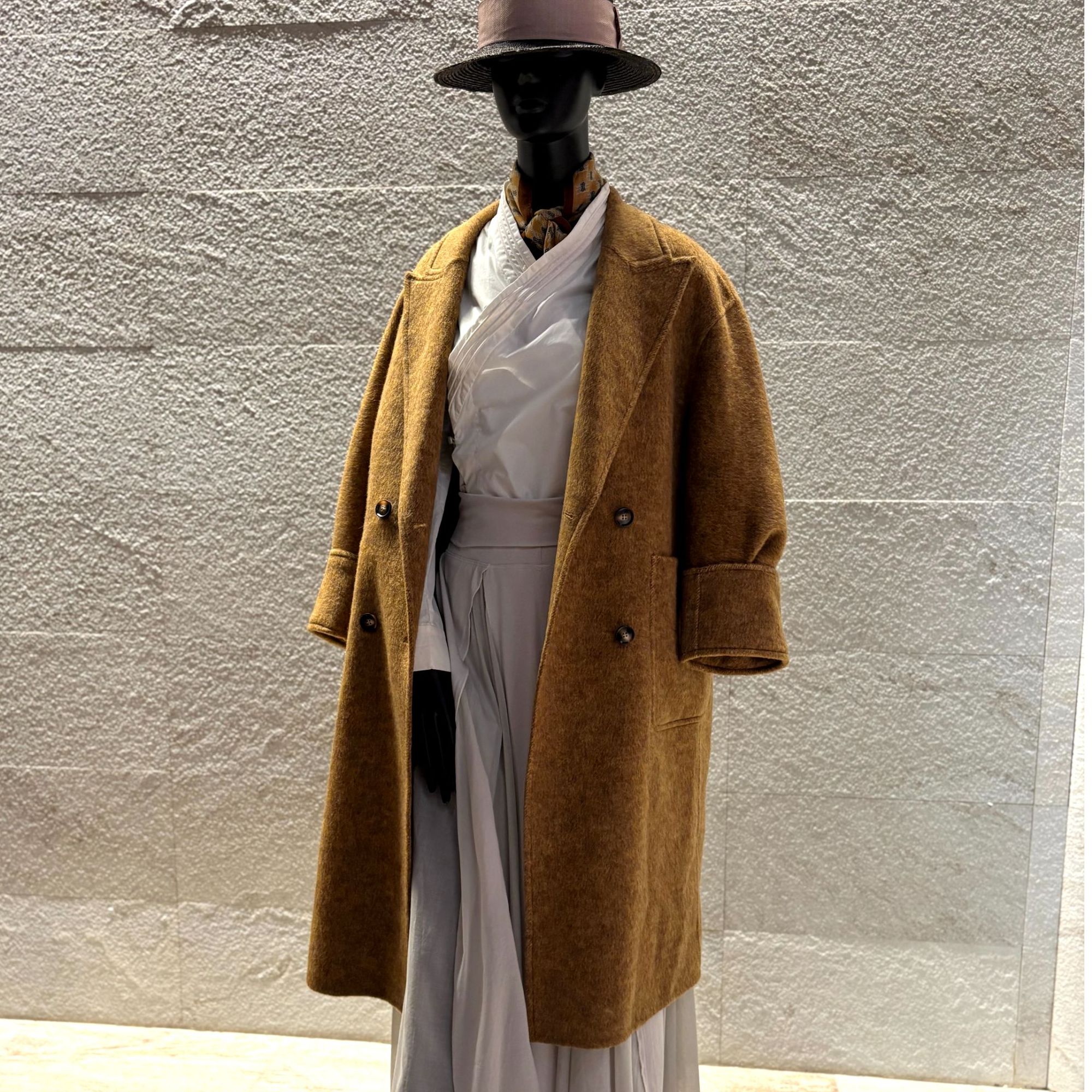 休闲风翻领羊毛秋冬中长款韩版宽松外套