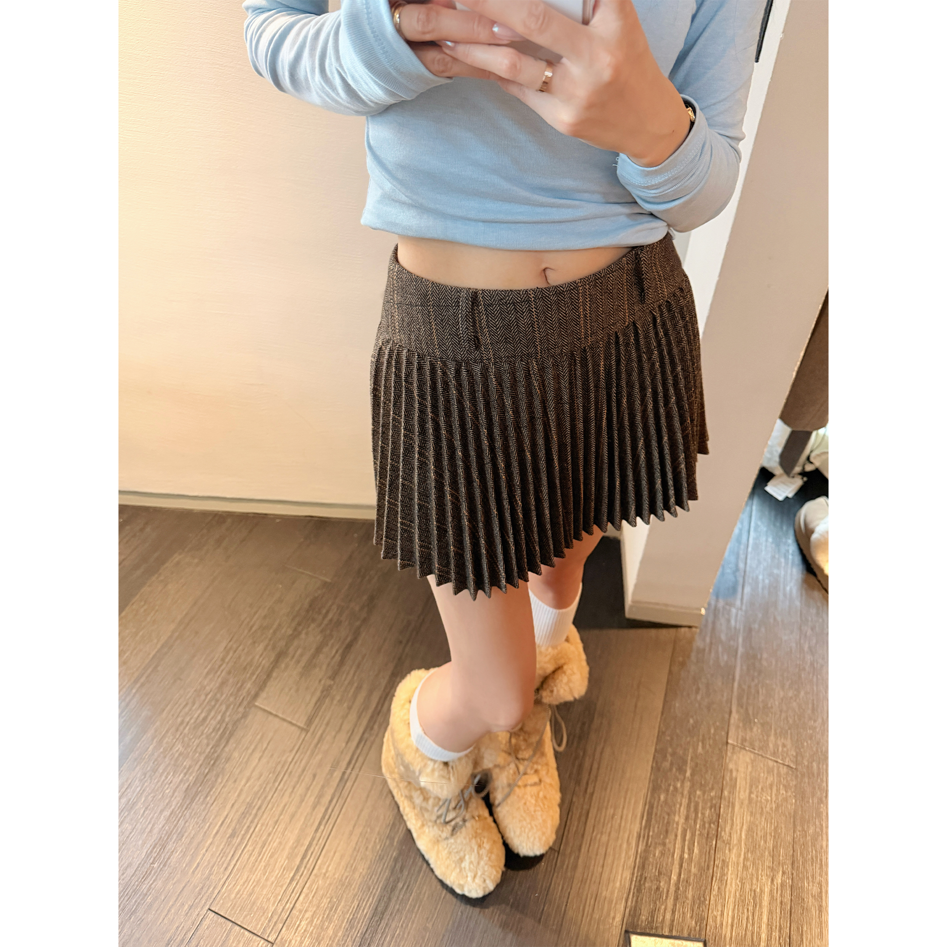 70不是七十【英伦少女】秋冬韩系气质毛呢百褶短裙 