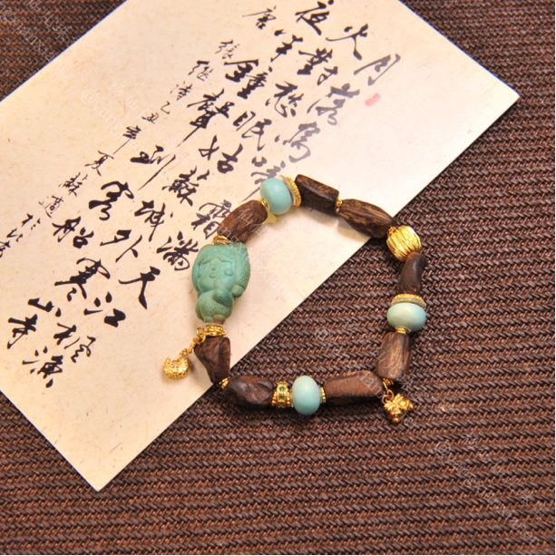 【杨仙仙珠宝】18K金镶嵌绿松石多宝手串-3120