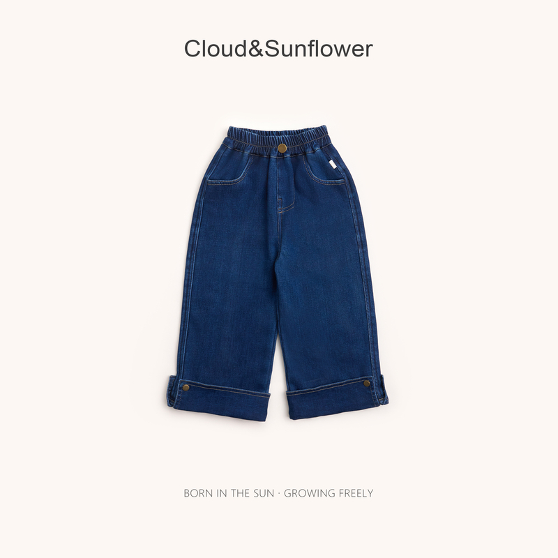 【云朵小葵】女童冬季新款裤脚两粒扣休闲直筒裤77362