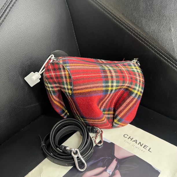 95新 LOEWE/罗意威 捐金沉珠/格纹小象包单肩