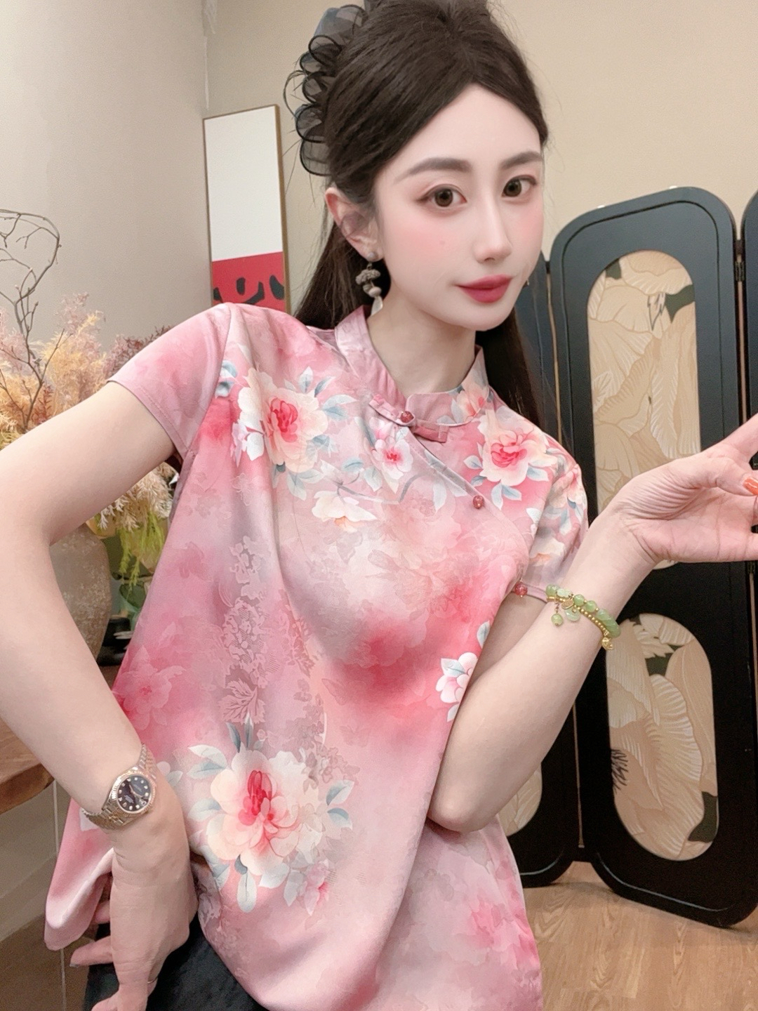 【花如锦】2025夏季新款气质百搭显瘦新中式短袖女日常宽松