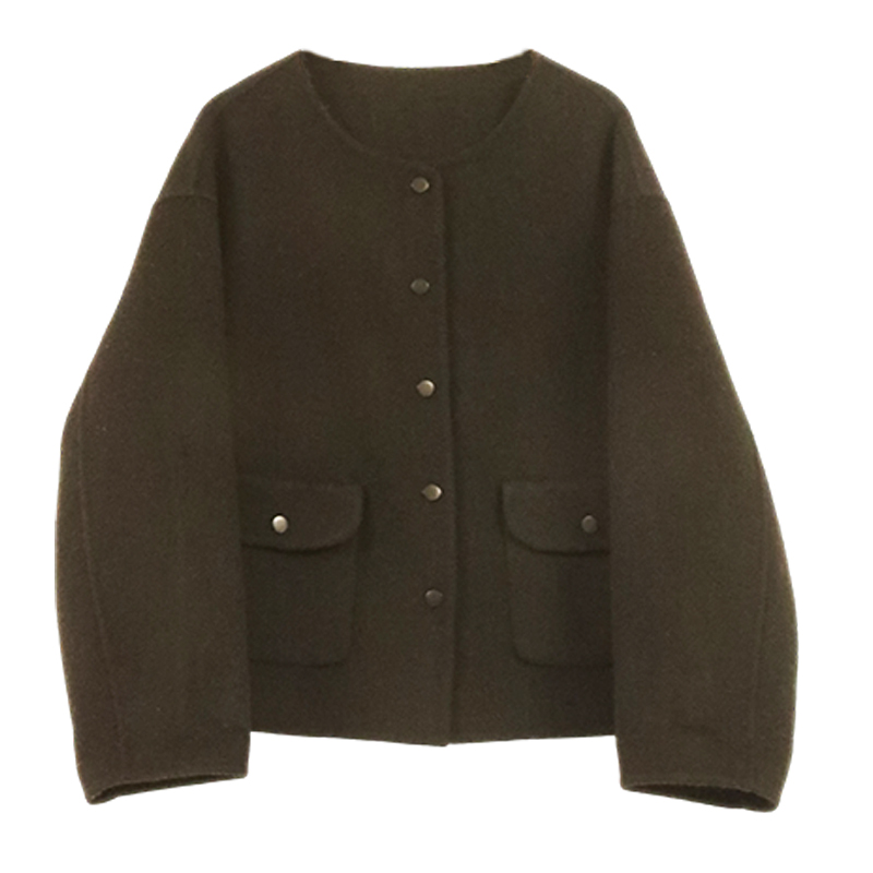 合盈秋冬季新款时尚桑蚕丝双面呢短款小香风羊毛外套YZ25266