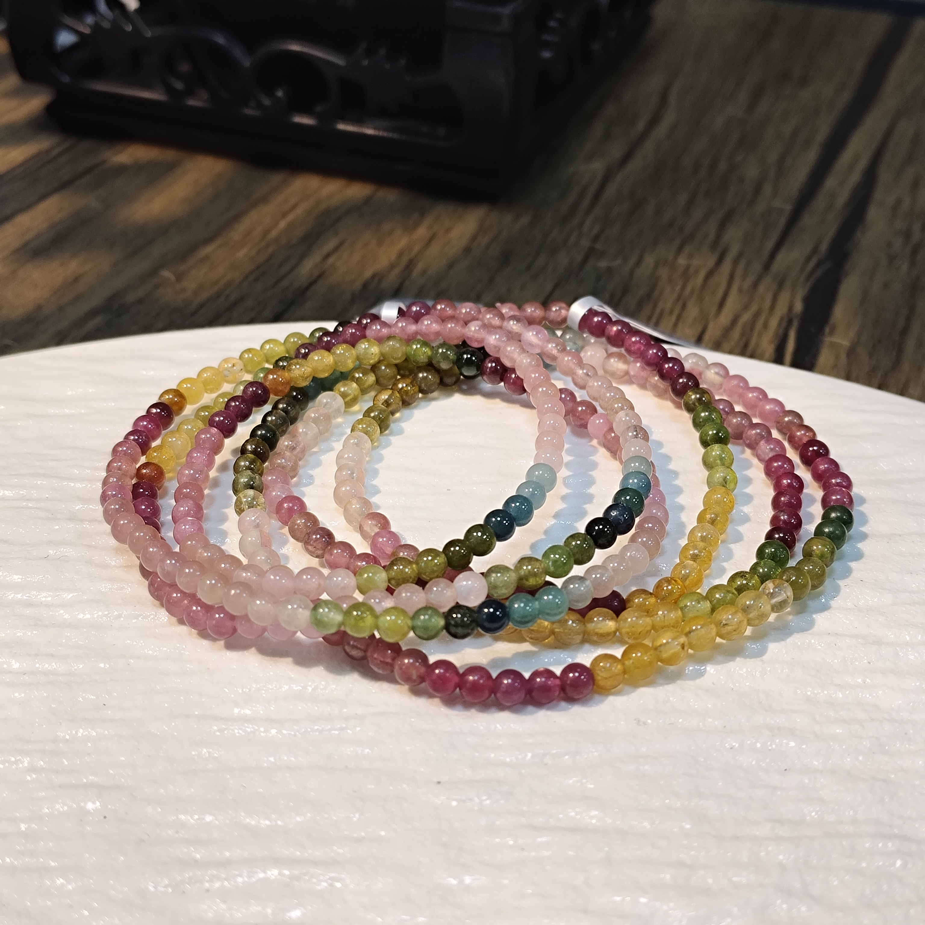 【书记甄选】天然碧玺三圈手链 多样性发一件 约3mm  GD719