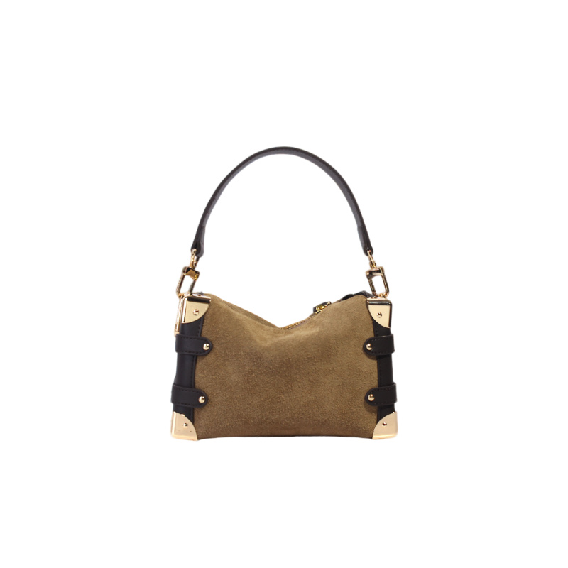 新款韩版小众设计百搭腋下单肩斜跨手提女包BK-6032M-棕色