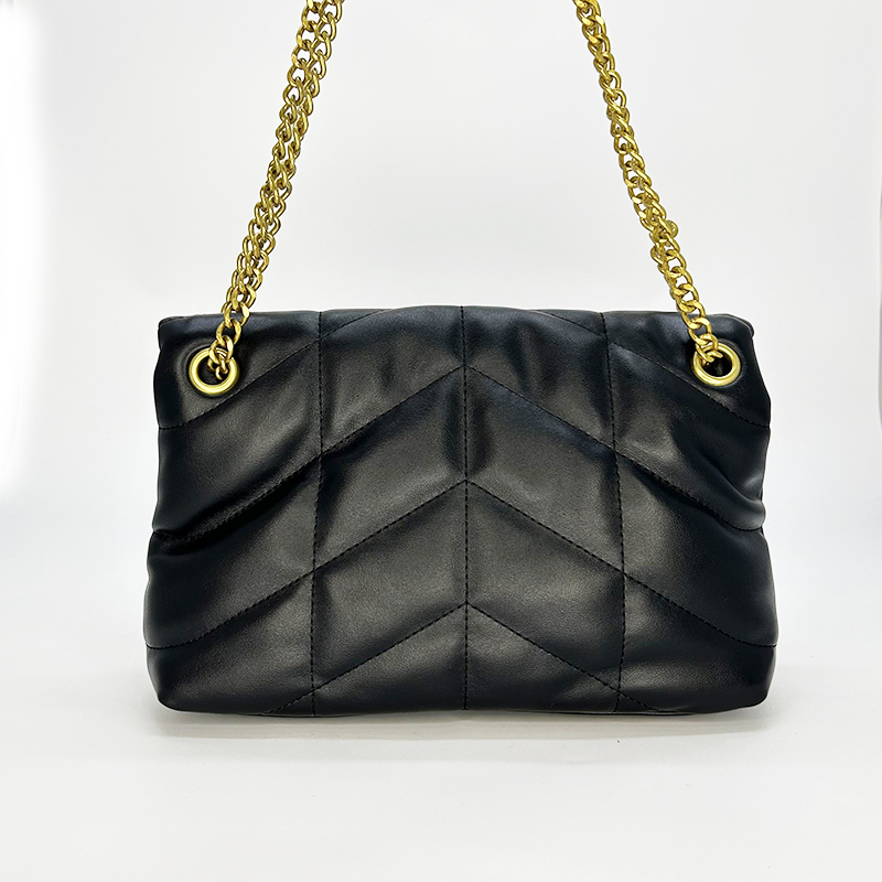 高端定制 2档 杨家 羊皮云朵包黑金 单肩包-577476黑