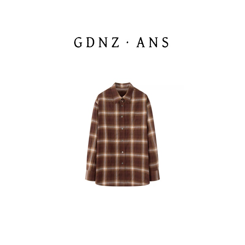 【艾家商场专享】女装2025秋季新款时尚格纹长袖衬衫3017