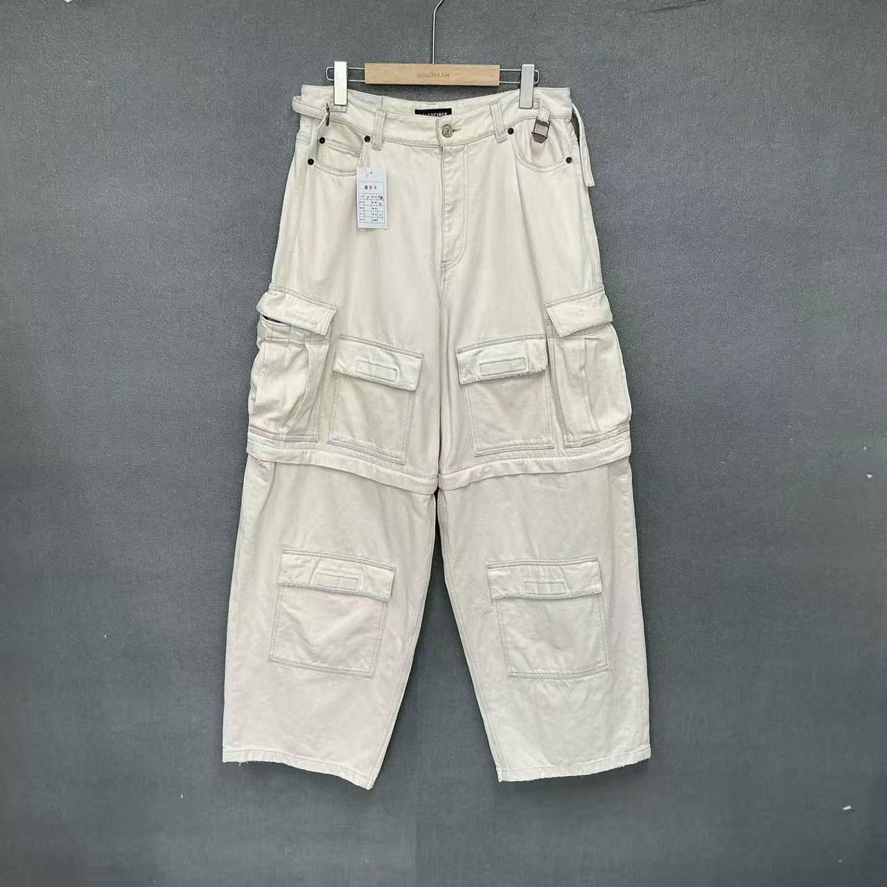 99新 Balenciaga/巴黎世家 CargoDenim可拆卸做旧工装裤30码/1802