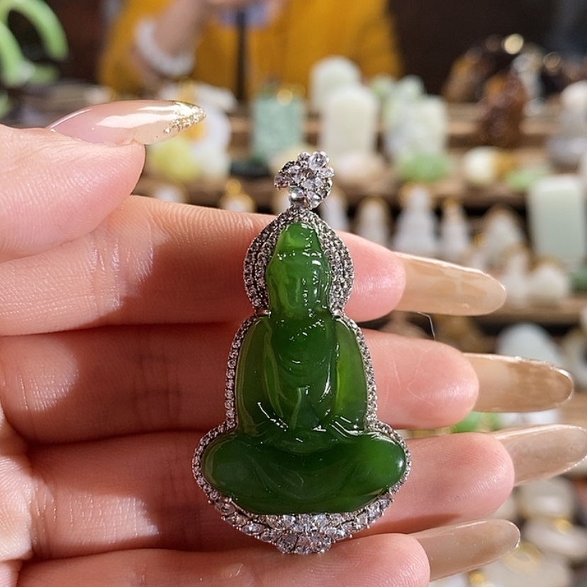 【闪购商品】和田玉吊坠银S925镶嵌