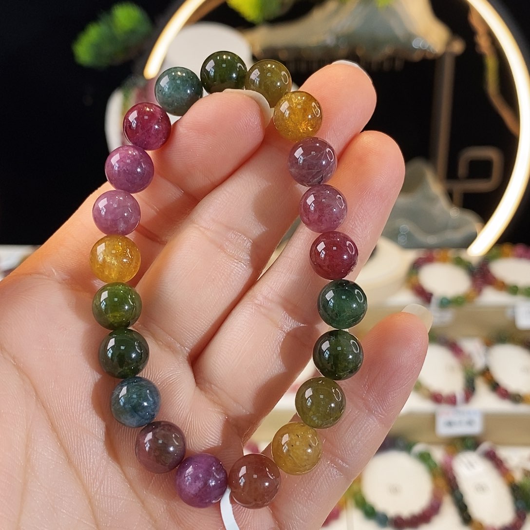 碧玺手串未镶嵌G2413素圈颜色微差