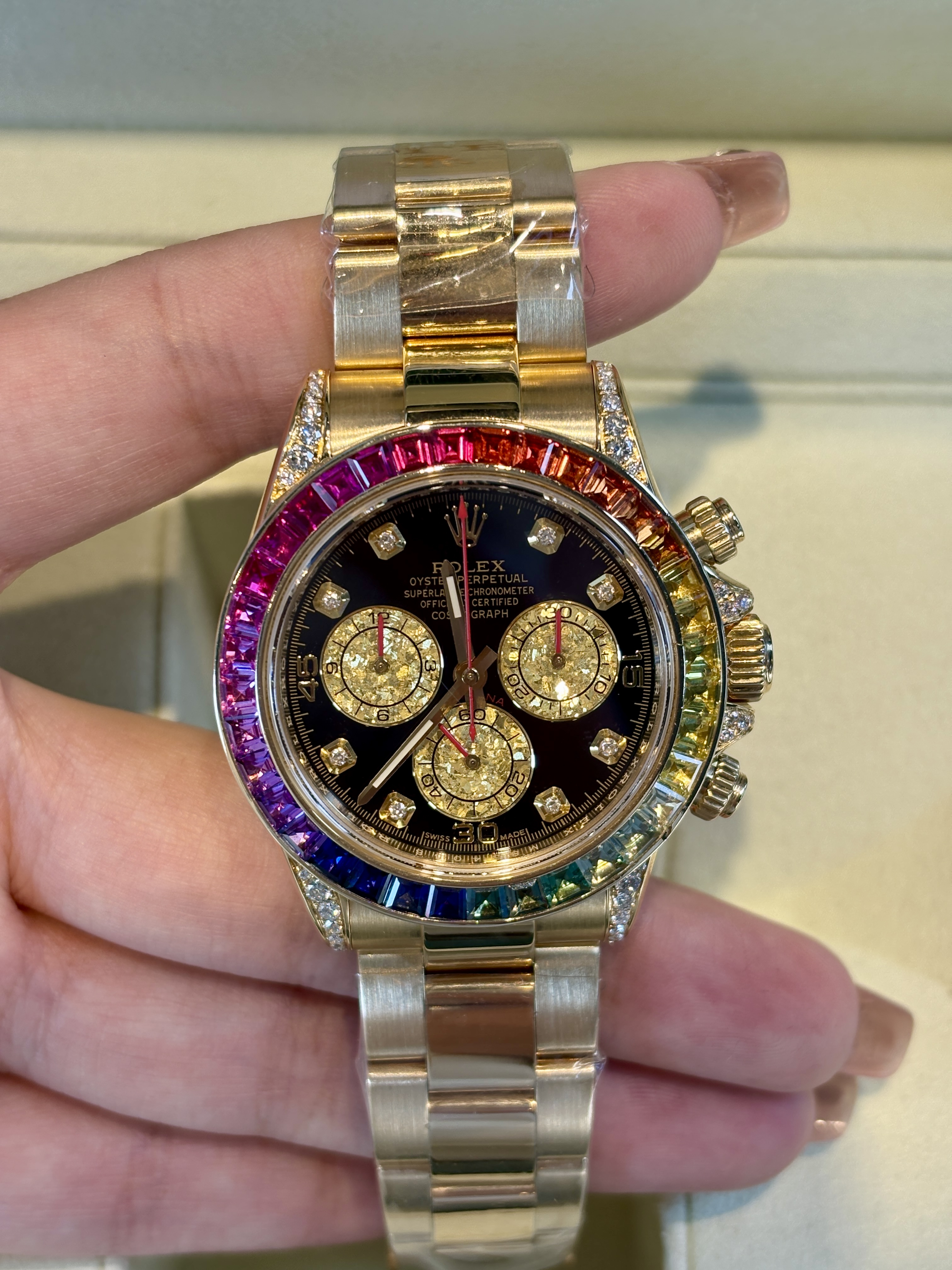 99新 Rolex/劳力士 彩虹自动机械男士腕表后镶钻