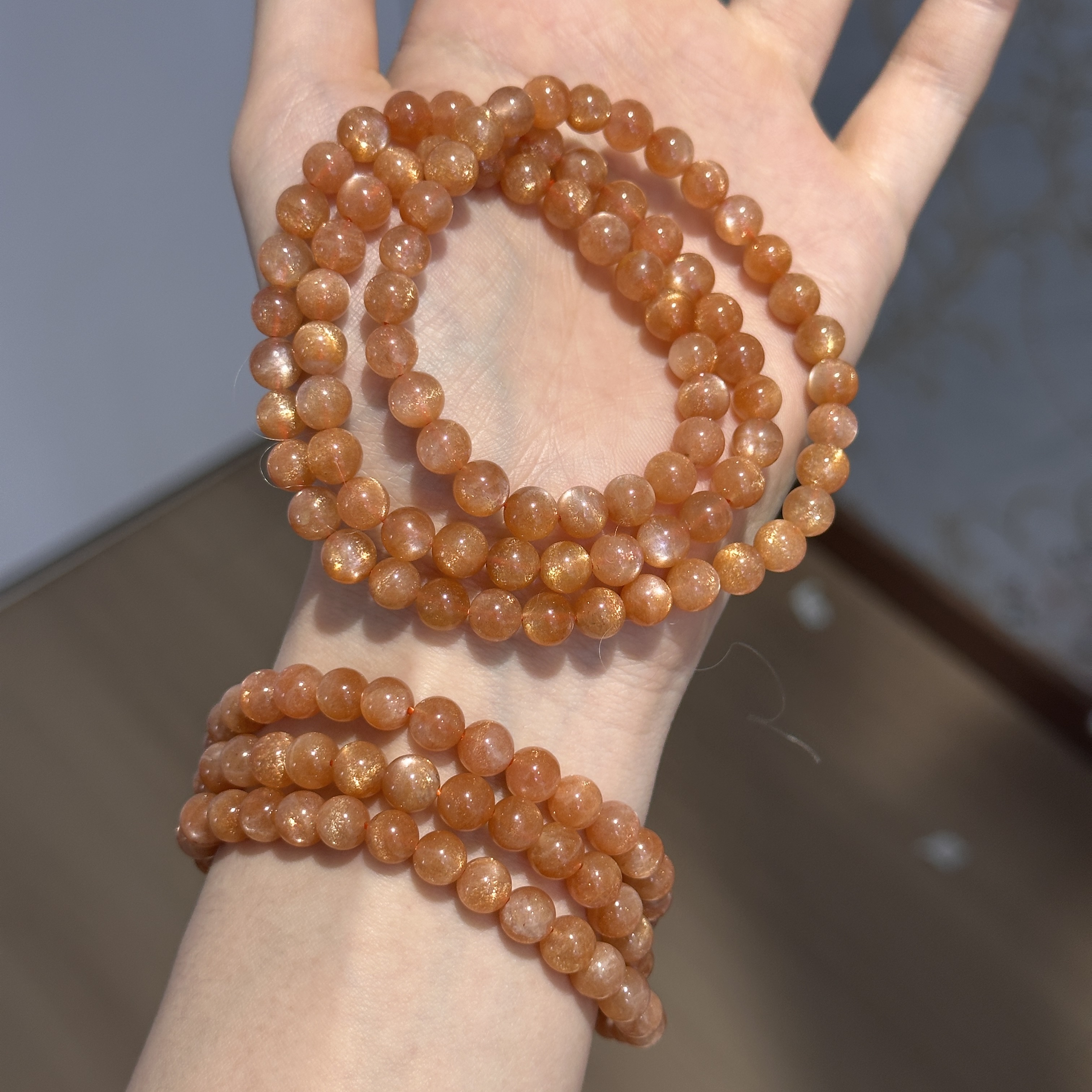 天然太阳石多圈手串 多样性发其一 T40