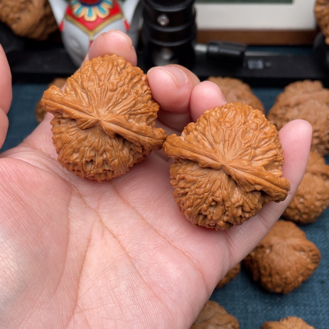 把件文玩核桃全品同尺同克红皮白狮子44