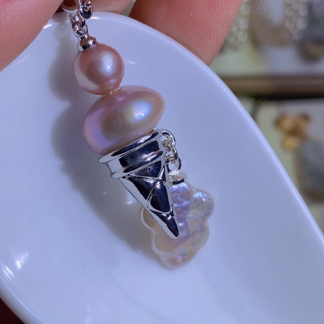 银S925镶嵌天然淡水珍珠淡水珍珠