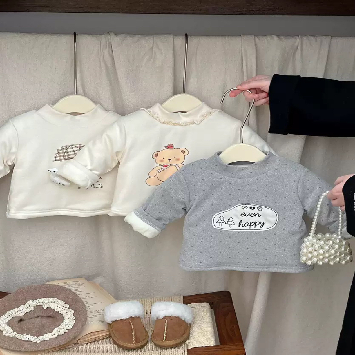 （现货）女童冬季双层加厚加绒打底衫新款宝宝洋气半高领保暖内搭