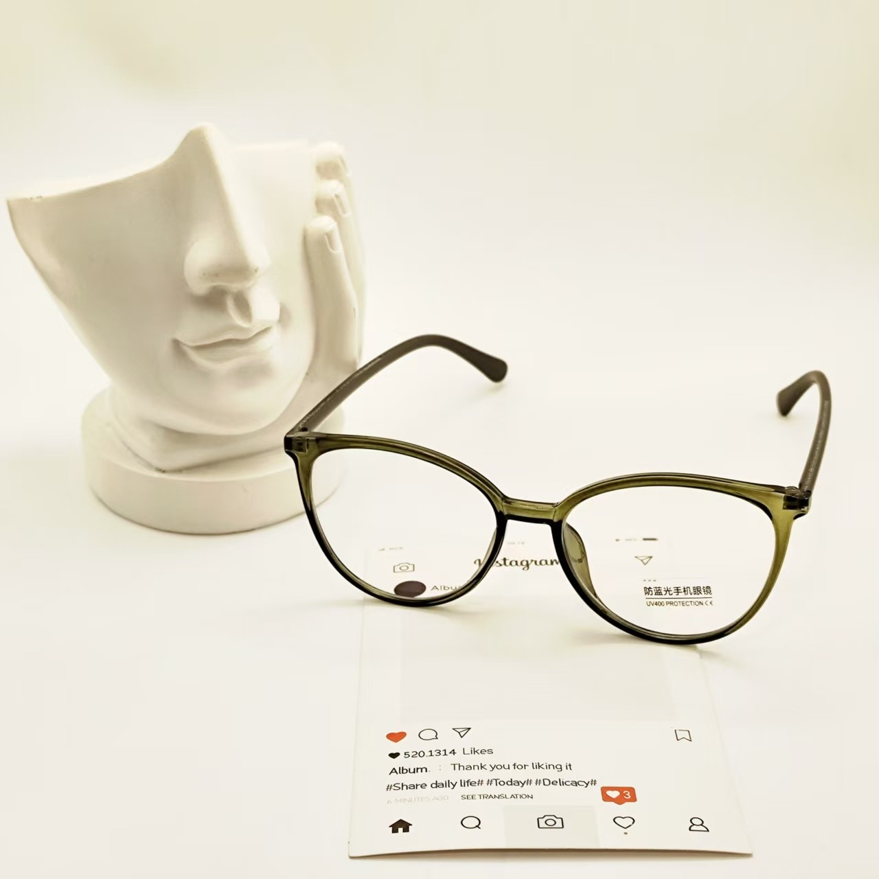 【5187】透绿色磨砂腿平光镜男女同款不挑脸型复古防蓝光镜可配度数