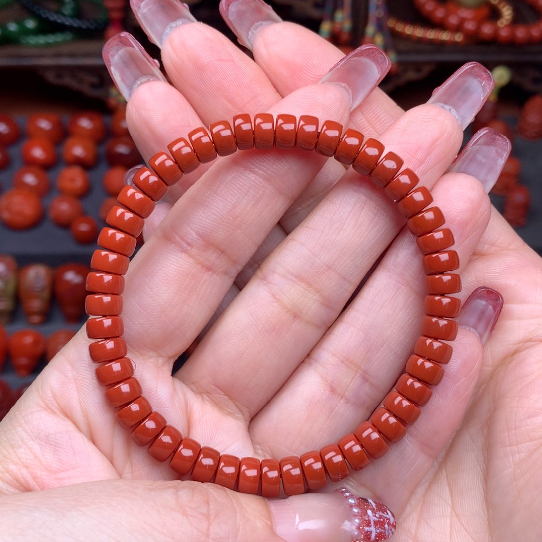 南红玛瑙精工药片手串未镶嵌6.3