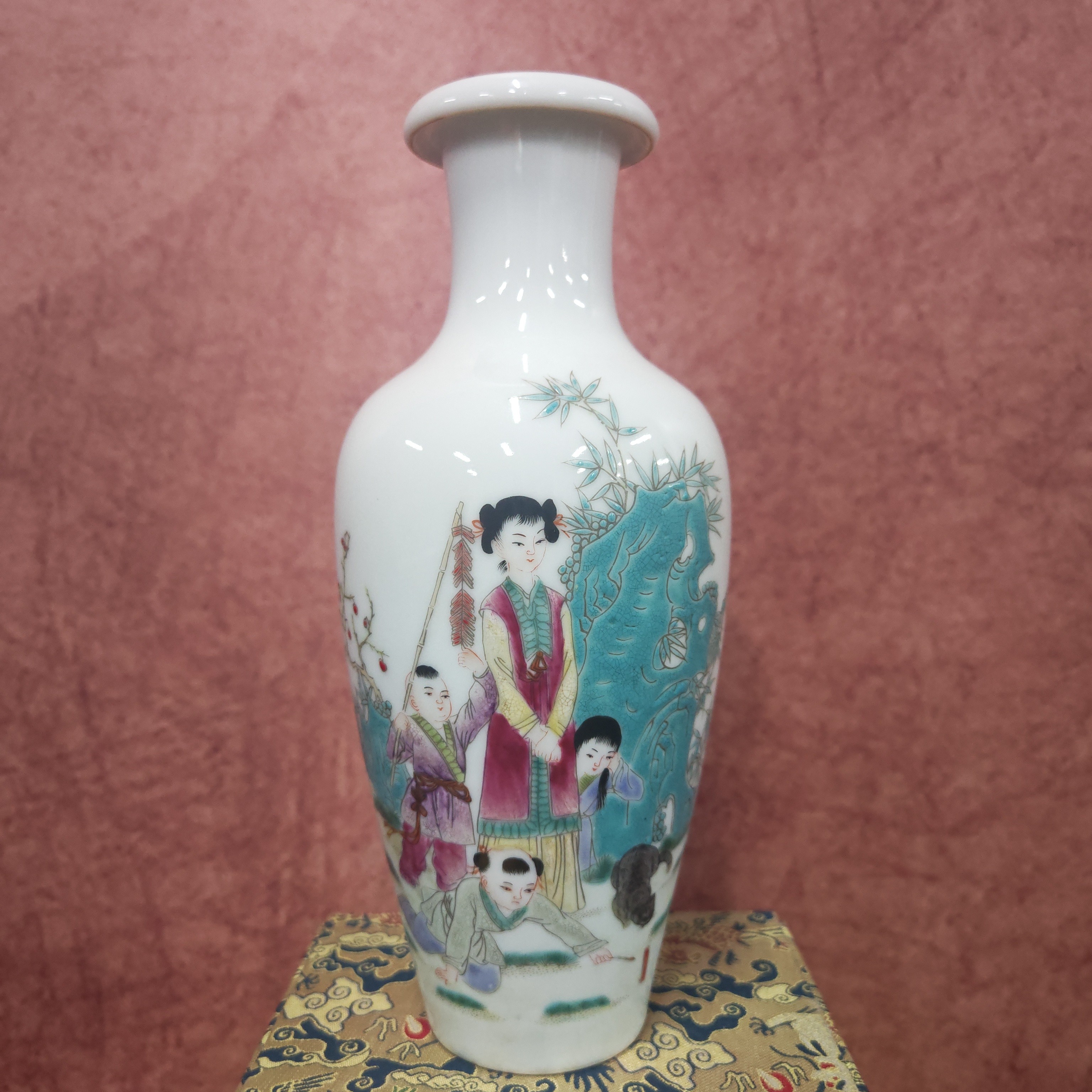  【景德镇】高温陶瓷，G茶道竹报平安赏瓶