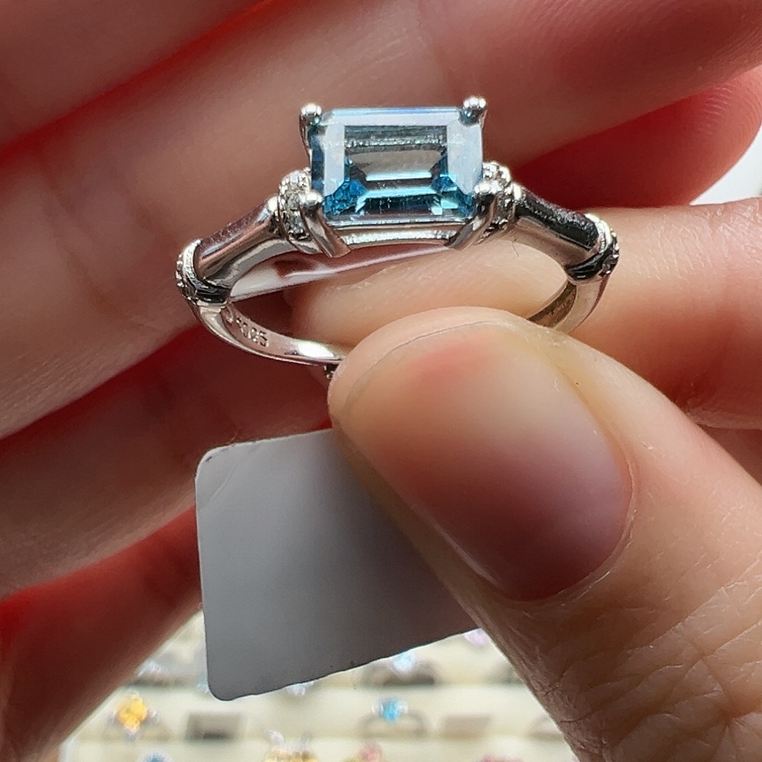 戒指托帕石银S925镶嵌