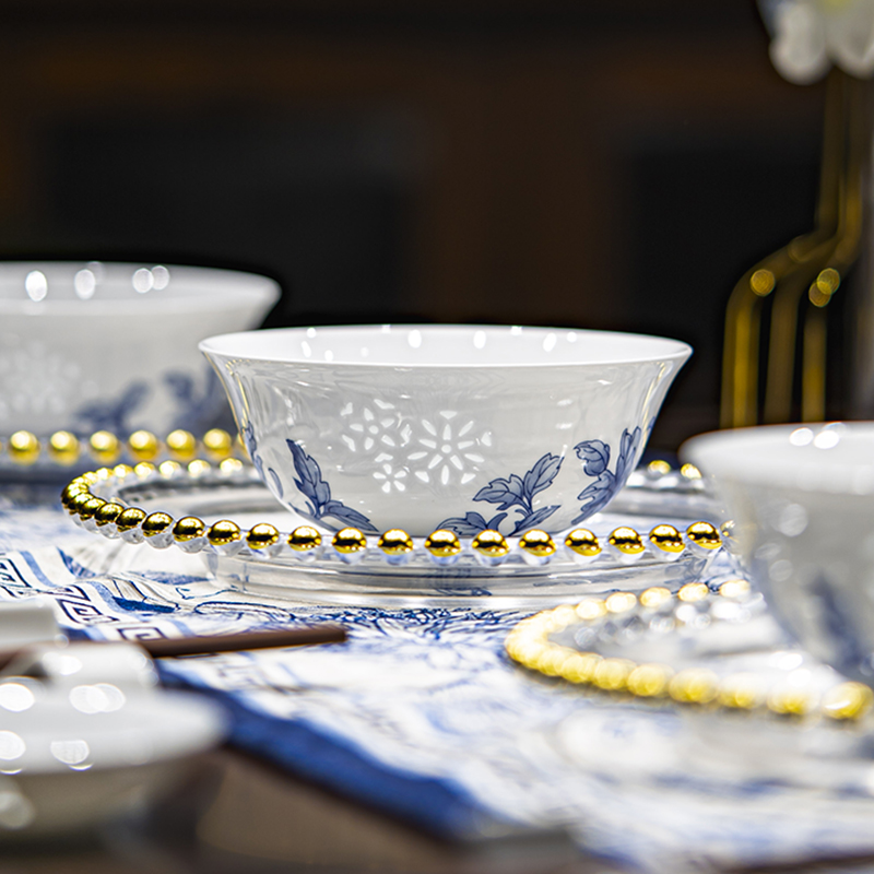 富玉【清水芙蓉】5寸米饭碗 高温釉中彩餐具景德镇陶瓷家用简约中式