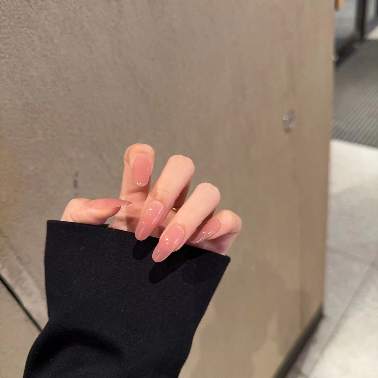 【一颗蜜桃】 纯欲简约裸色冰透渐变纯手工穿戴甲温柔夏日