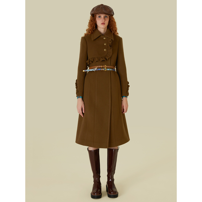 D/63/D/63时尚休闲女士双面毛呢中长款保暖秋冬长大衣5E4D65154